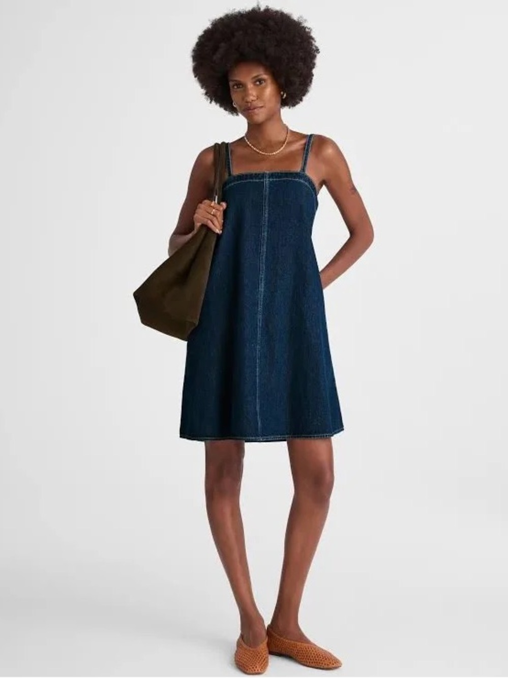 NWT Madewell Denim A-Line Mini Dress in Bright Rinse Wash